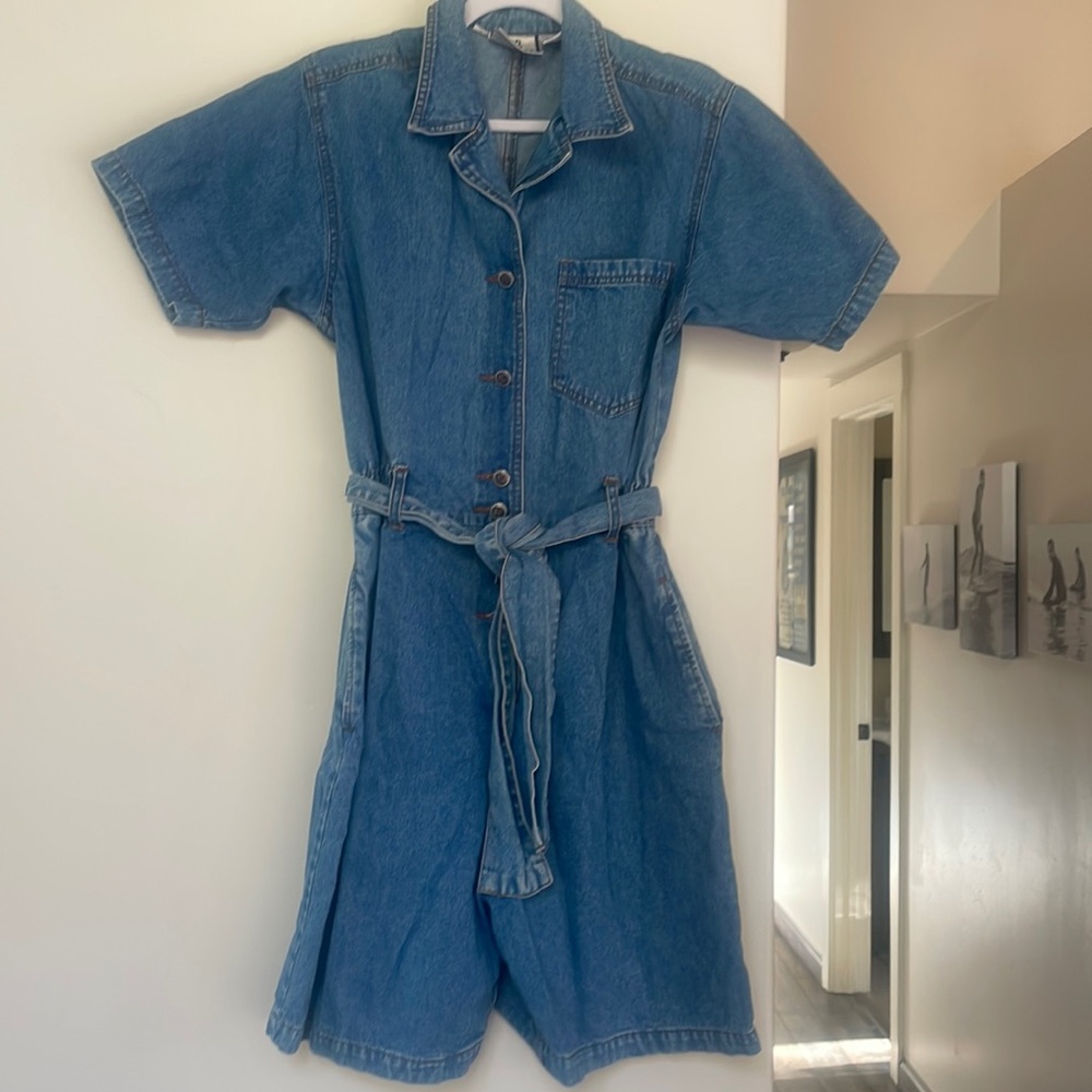 Denim short jumper/romper.